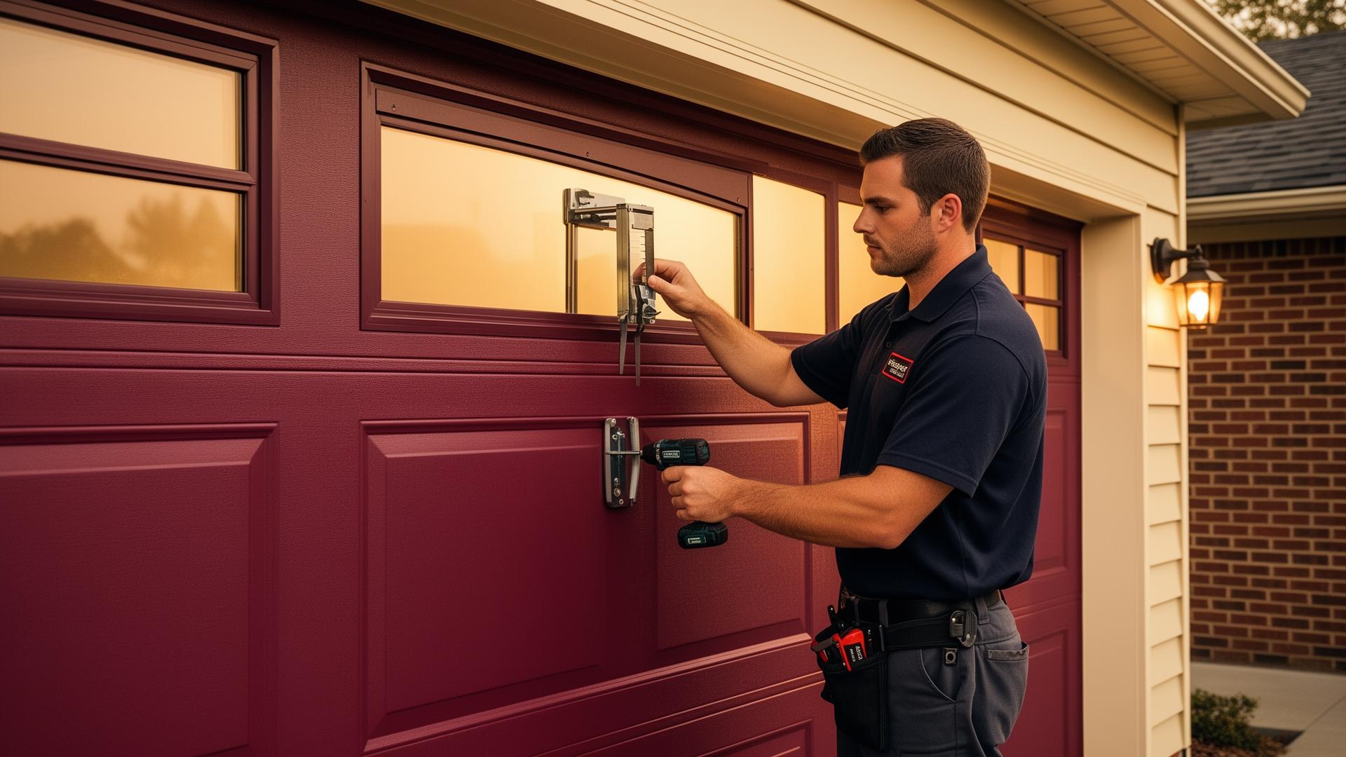 Professional garage door service technician